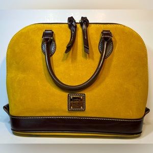 Dooney & Bourke Gold Suede Zip Zip Satchel